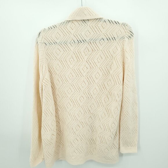 VTG Cuddle Knits Button Front Pointelle Cardigan/Knit Top L/XL Ivory - Picture 2 of 16